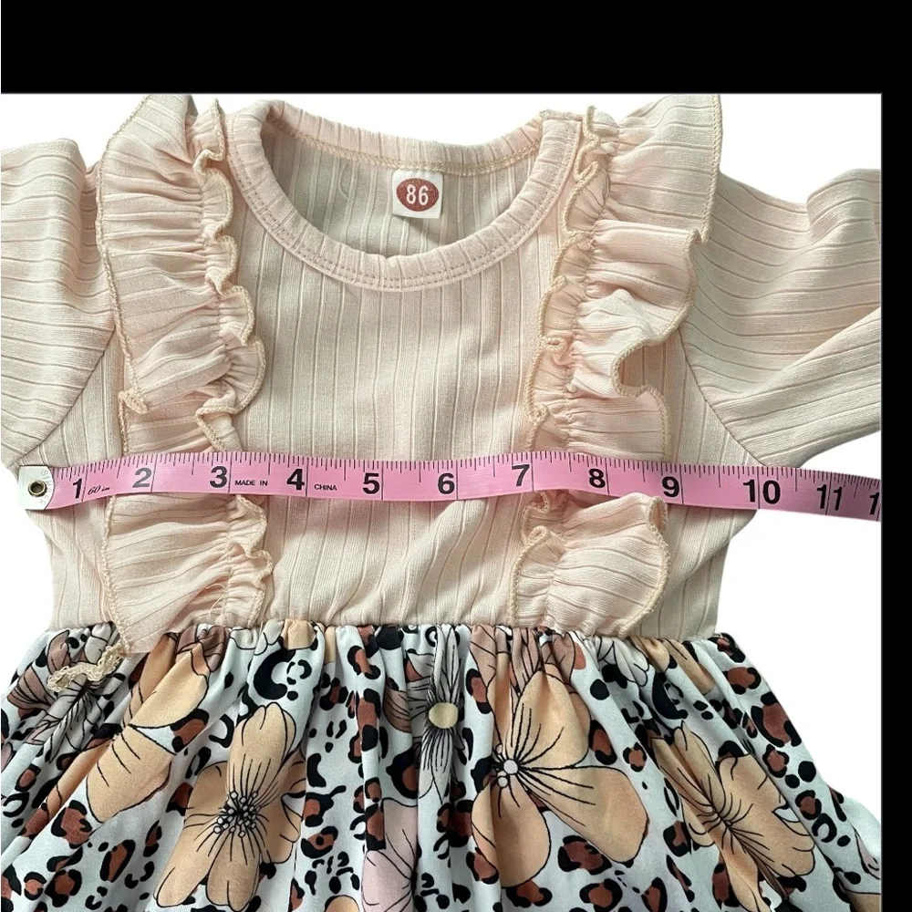 Floral Ruffle Kids Dress - Cream and Pink